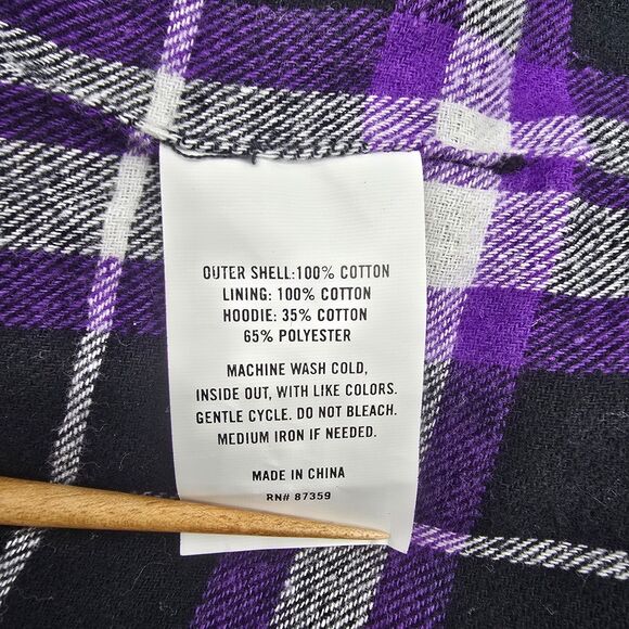 Mac Tools Flannel Lined Hooded Jacket Men's 2X Black Purple Skull - Picture 8 of 9